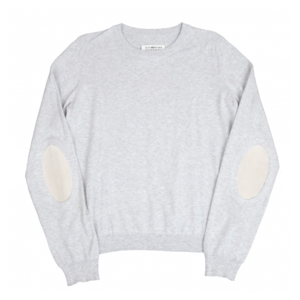 Maison Margiela Gray Sweater w/ Gray Suede Elbow Patches